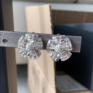 Crystal Clip on Flower Earrings